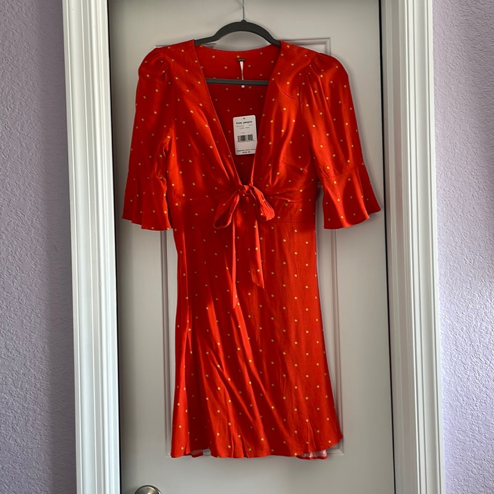 Free People “Flame combo” Bell short sleeve dress NWT